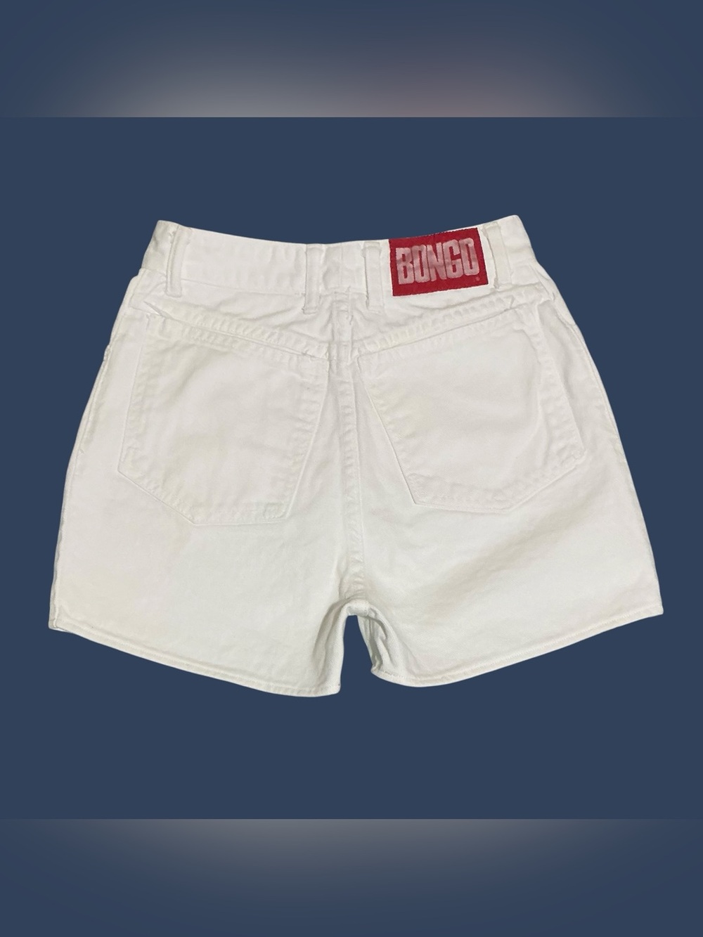 Vintage Bongo Gene Montesano USA White Denim Button Fly Shorts High Rise - Picture 1 of 6